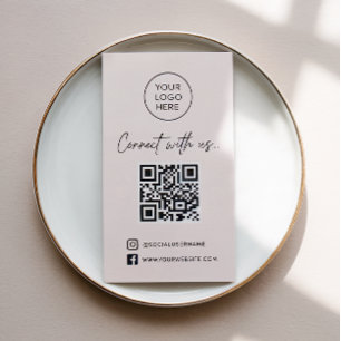 Carte De Visite Instagram Facebook Code QR Média Sociaux Rose Pâle