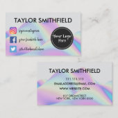 Carte De Visite Instagram facebook dégradé d'aura holo (Devant / Derrière)