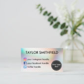 Carte De Visite Instagram facebook dégradé holo (Debout devant)