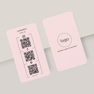Carte De Visite Instagram Facebook QR Code Connexion Logo Rose