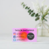 Carte De Visite Instagram facebook twitter aura dégradé rose (Debout devant)