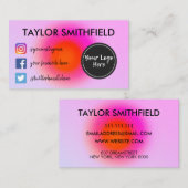 Carte De Visite Instagram facebook twitter aura dégradé rose (Devant / Derrière)