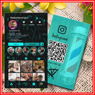 Carte De Visite Instagram Hair Stylist Barber Shop Scan pour se co