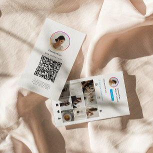Carte De Visite Instagram Ligh Theme QR Code 10 Grille photo
