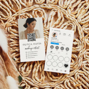 Carte De Visite Instagram Light Thème QR Code Loyalty Punch Card