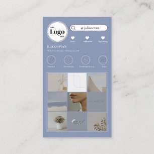 Carte De Visite Instagram moderne Photo Collage Blue Social Media