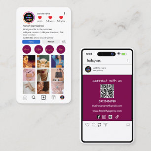 Carte de visite Instagram personnalisée   QR des m