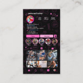 Carte De Visite Instagram Pink & Black Personal Fitainer (Devant)