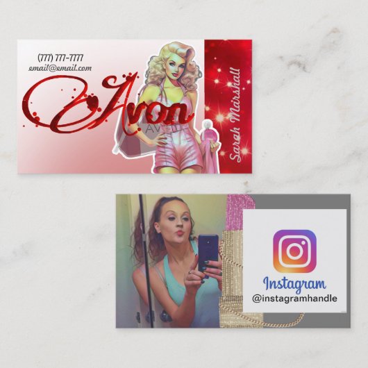 Carte de visite Instagram représentant Avon (Devant / Derrière)