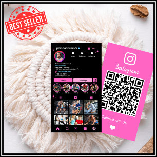 Carte De Visite Instagram Se connecter avec nous Pink Personal Tra