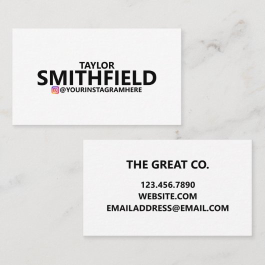 Carte De Visite Instagram simple (Devant / Derrière)