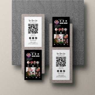 Carte De Visite Instagram Style Qr Code moderne Elégant noir blanc