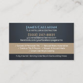 Carte De Visite Installateur de carrelage professionnel - Entrepre (Dos)