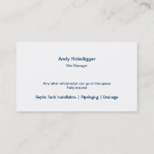 Carte De Visite Installation de fosse septique (Dos)