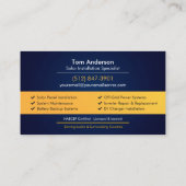 Carte De Visite Installation de panneaux solaires professionnels m (Dos)
