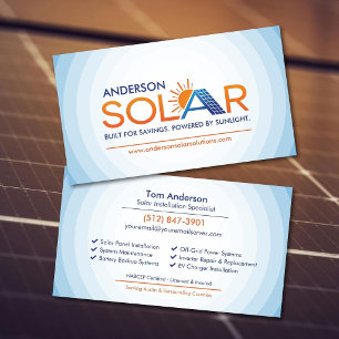 Carte De Visite Installation de panneaux solaires professionnels m