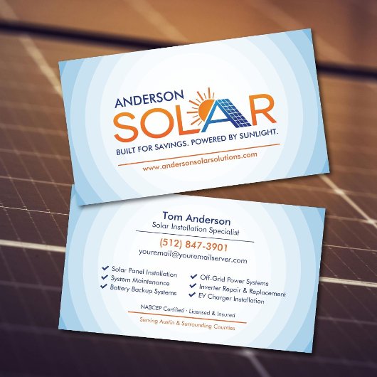 Carte De Visite Installation de panneaux solaires professionnels m
