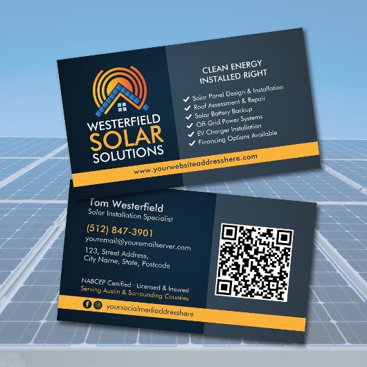 Carte De Visite Installation de panneaux solaires professionnels m