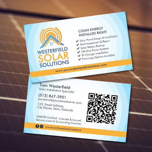 Carte De Visite Installation de panneaux solaires professionnels m