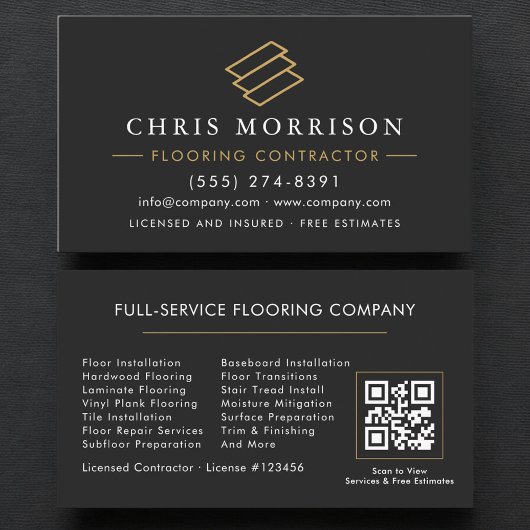Carte De Visite Installation de plancher de bois Code QR