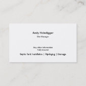 Carte De Visite Installation d'une fosse septique noire (Dos)