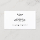 Carte De Visite Installation et réparation de portes de garage en (Dos)