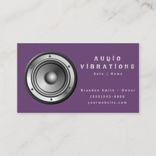 Carte De Visite Installation stéréo violette audio (Devant)