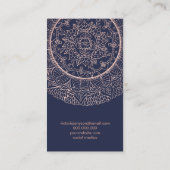 Carte De Visite Instructeur bleu de minuit de yoga de mandala rose (Dos)