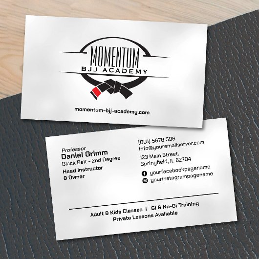 Carte De Visite Instructeur brésilien Jiu-Jitsu