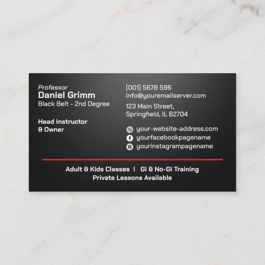 Carte De Visite Instructeur brésilien Jiu-Jitsu (Dos)