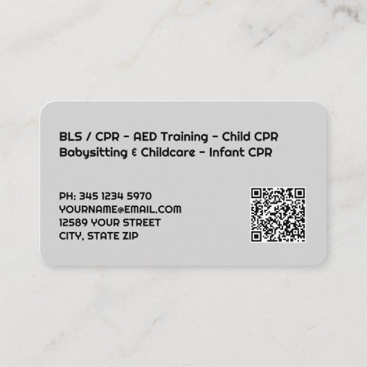 Carte De Visite Instructeur CPR certifié QR personnalisé (Dos)