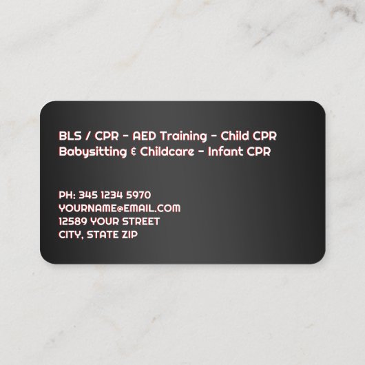 Carte De Visite Instructeur CPR noir (Dos)