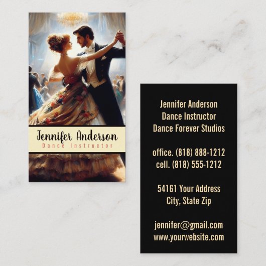 Carte De Visite Instructeur Danse Couples Danse (Devant / Derrière)