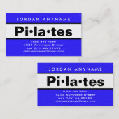 Carte De Visite Instructeur de classe Pilates Gras Bleu et Blanc (Devant / Derrière)