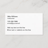 Carte de visite instructeur de golf (Dos)