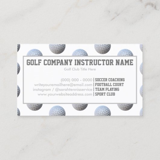 Carte De Visite Instructeur de golf (Dos)