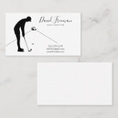 Carte De Visite Instructeur de golf blanc Silhouette simple (Devant / Derrière)