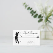 Carte De Visite Instructeur de golf blanc Silhouette simple (Debout devant)