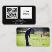 Carte De Visite instructeur de golf code QR noir professionnel (Devant / Derrière)