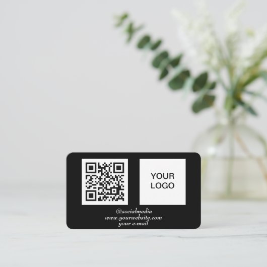 Carte De Visite instructeur de golf code QR noir professionnel (Debout devant)