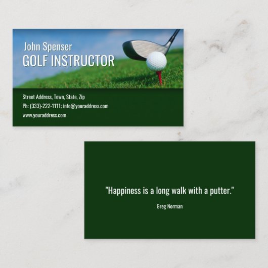 Carte De Visite Instructeur de golf Golfer Putter Nouveau design (Devant / Derrière)