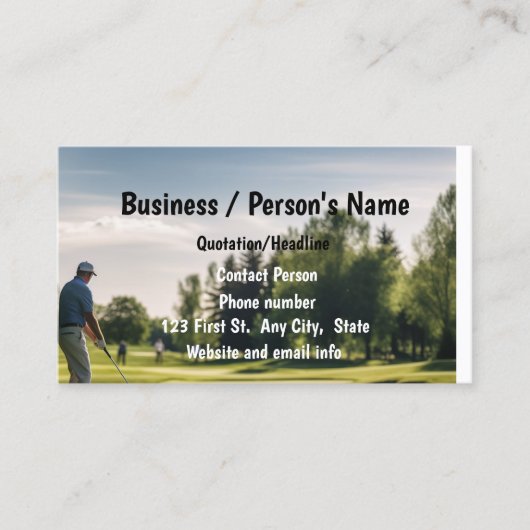 Carte De Visite Instructeur de golf Golfing Golfing Custom Busines (Devant)