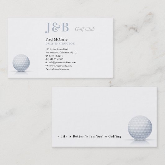 Carte De Visite Instructeur de golf | Meilleur Club (Devant / Derrière)