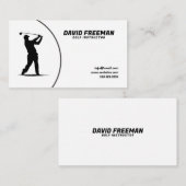 Carte De Visite Instructeur de golf moderne Black and White Swing (Devant / Derrière)