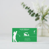 Carte De Visite Instructeur de golf moderne Golfer & Cart Green (Debout devant)