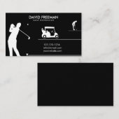 Carte De Visite Instructeur de golf moderne Golfer & Panier Noir (Devant / Derrière)