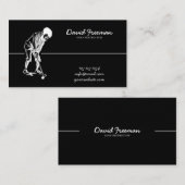 Carte De Visite Instructeur de golf noir de glisse unique (Devant / Derrière)