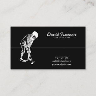 Carte De Visite Instructeur de golf noir de glisse unique