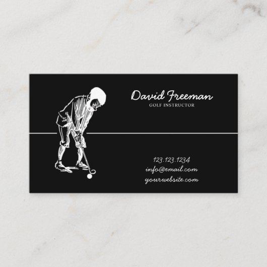 Carte De Visite Instructeur de golf noir de glisse unique (Devant)