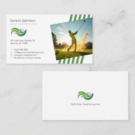 Carte De Visite Instructeur de golf | Professeur professionnel (Devant / Derrière)